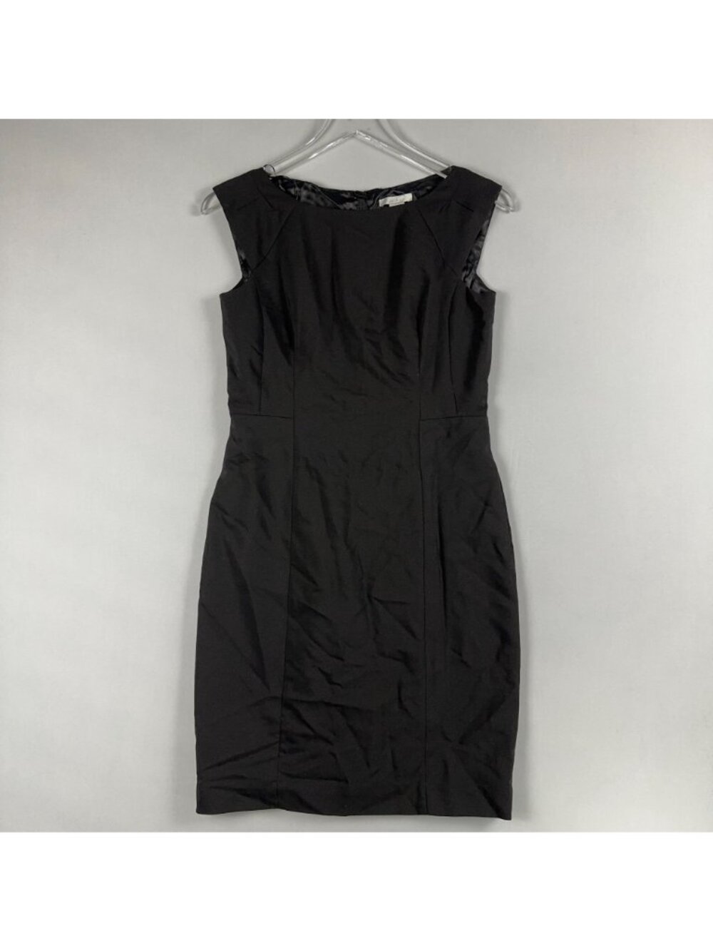 H&M Sheath Dress Size 8 Black  Sleeveless Zipper Back Boat Neck - Picture 2 of 10